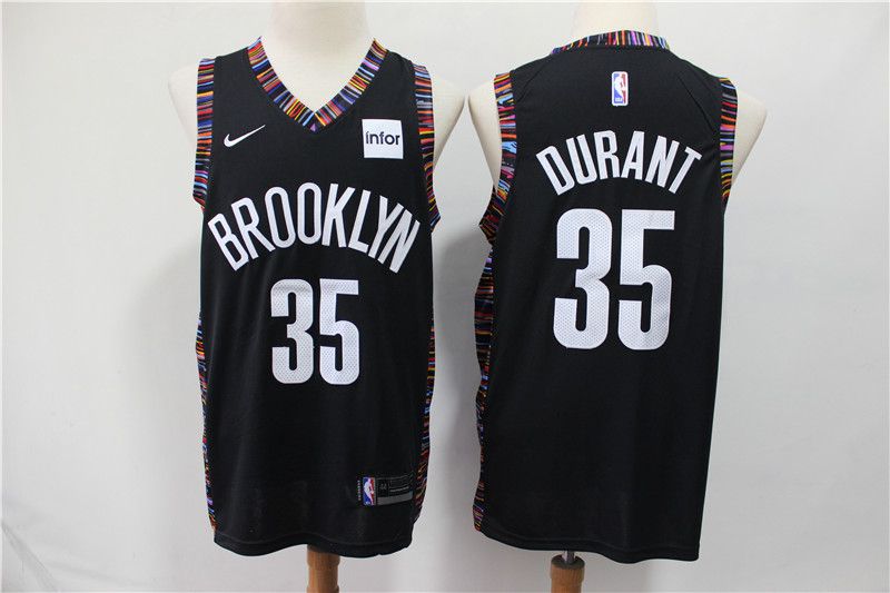 Men Brooklyn Nets #35 Durant Black City Edition Nike NBA Jerseys
